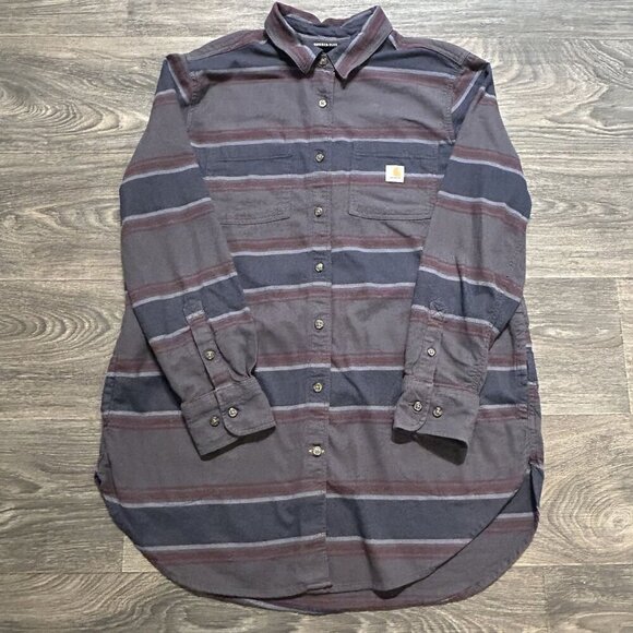 Carhartt Large Relaxed Fit Midweight Flannel Long Sleeve Plaid Tunic 104794 - Picture 2 of 9